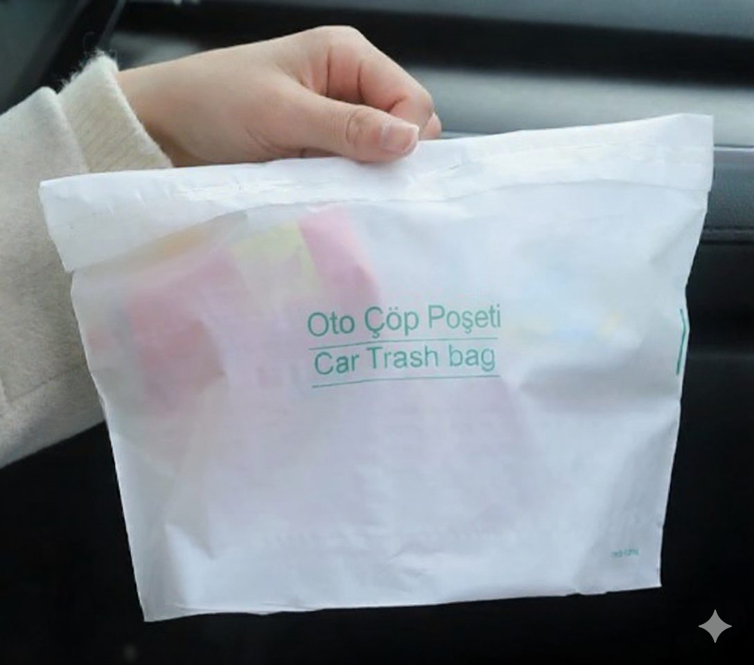 Pratik Su Geçirmez Oto Araba Çöp Poşeti Yapışkanlı 20 Adet (5563) #4