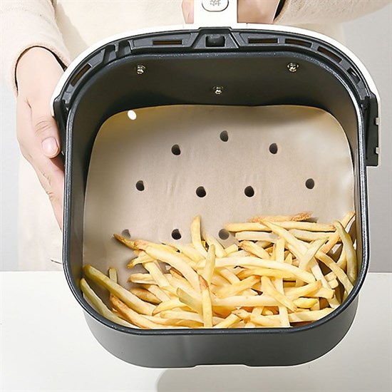 50 Adet Air Fryer Pişirme Kağıdı Tek Kullanımlık Hava Fritöz Yapışmaz Yağlı Kağıt Delikli Model (5563) #3