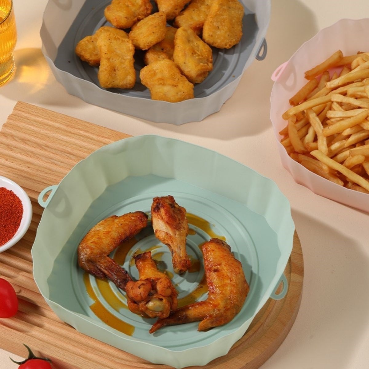 Renkli Isıya Dayanıklı Yıkanılabilir Silikon Fırın Ve Airfryer Kare Model Pişirme Matı 20 Cm (5563) #2