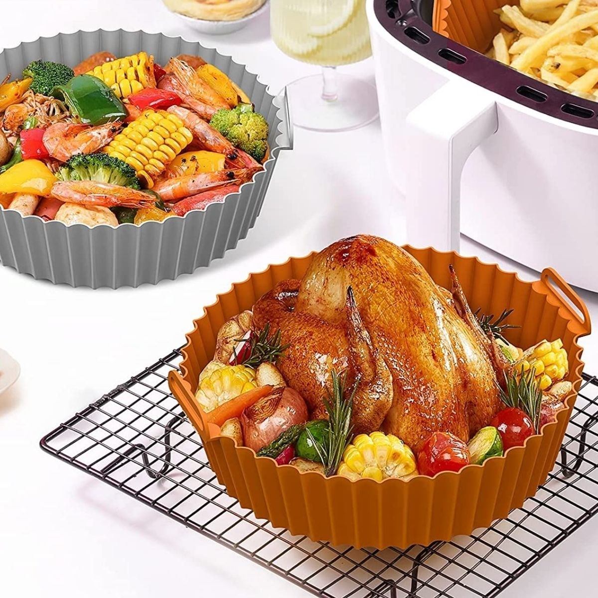 Renkli Isıya Dayanıklı Yıkanılabilir Silikon Fırın Ve Airfryer Yuvarlak Model Pişirme Matı 20 Cm (5563) #5