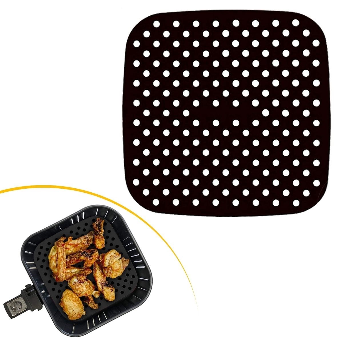 Black Heat-Resistant Washable Silicone Oven and Airfryer Squ