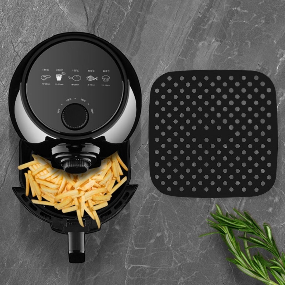 Black Heat-Resistant Washable Silicone Oven and Airfryer Square Cooking Mat 21.5 cm (5563) #3