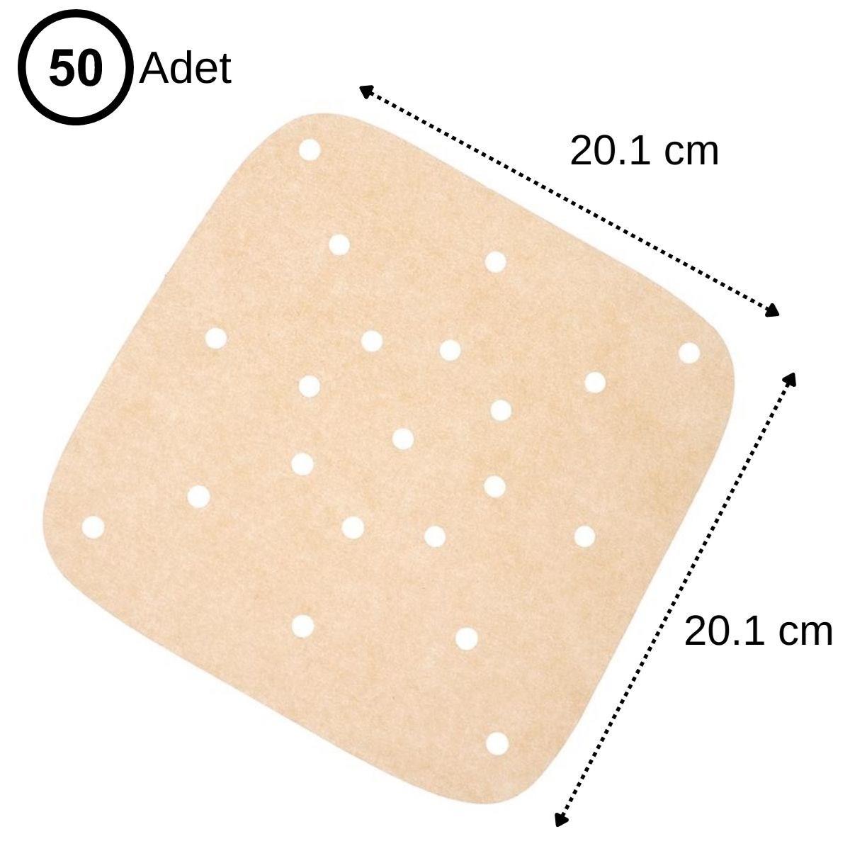 250 Adet Air Fryer Pişirme Kağıdı Tek Kullanımlık Hava Fritöz Yağ Geçirmez Yapışmaz Gıda Pişirme Kağıdı Delikli Kare Model (5563) #2