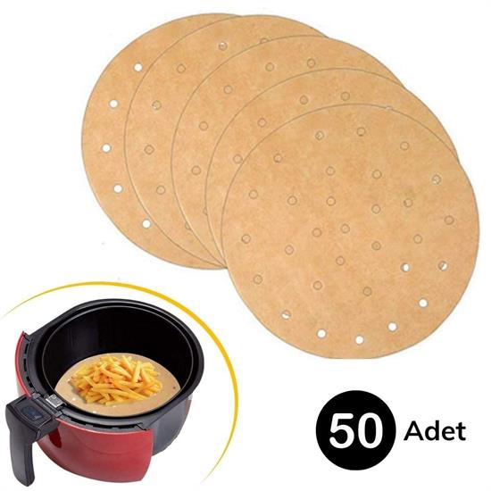 50 Pcs Air Fryer Cooking Paper Round Perforated Disposable N