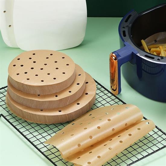 50 Adet Air Fryer Pişirme Kağıdı Tek Kullanımlık Gıda Pişirme Kağıdı Delikli Yuvarlak Model (5563) #5