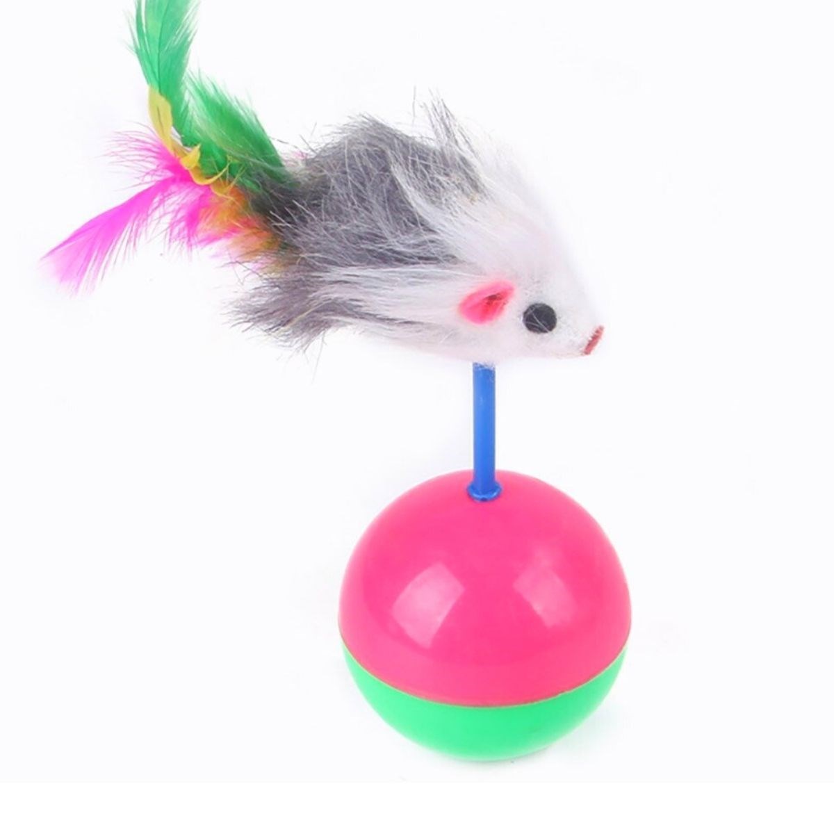 Cat Play Ball with Furry Mouse Wobbler Interactive Kitten Ch