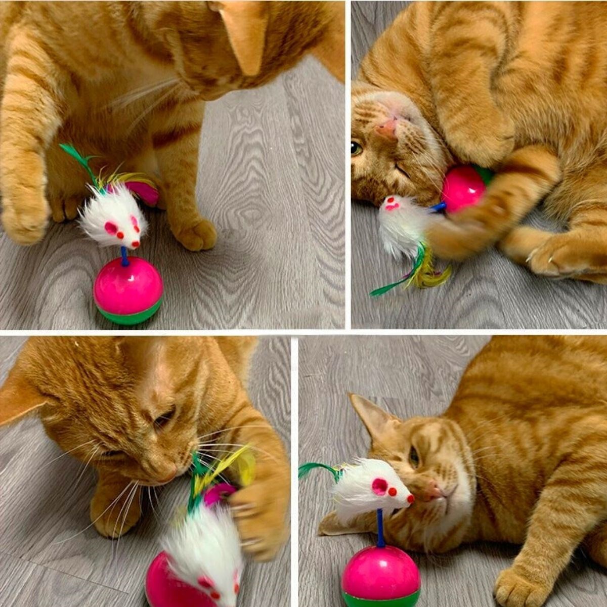 Cat Play Ball with Furry Mouse Wobbler Interactive Kitten Chase Toy (5563) #3