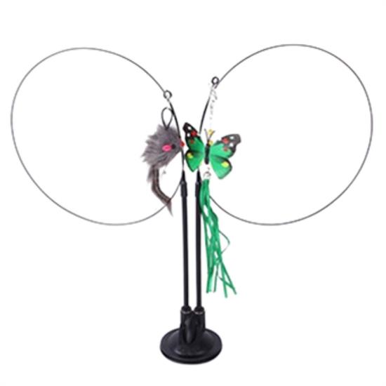 Suction Cup Feathered Bell Fishing Rod Cat Toy (5563) #2
