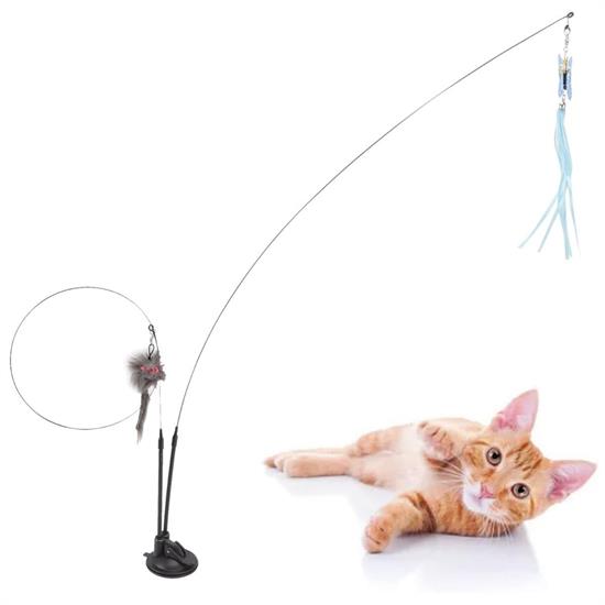 Suction Cup Feathered Bell Fishing Rod Cat Toy (5563) #3