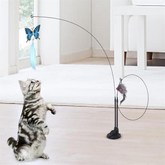 Suction Cup Feathered Bell Fishing Rod Cat Toy (5563) #4