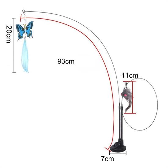 Suction Cup Feathered Bell Fishing Rod Cat Toy (5563) #5