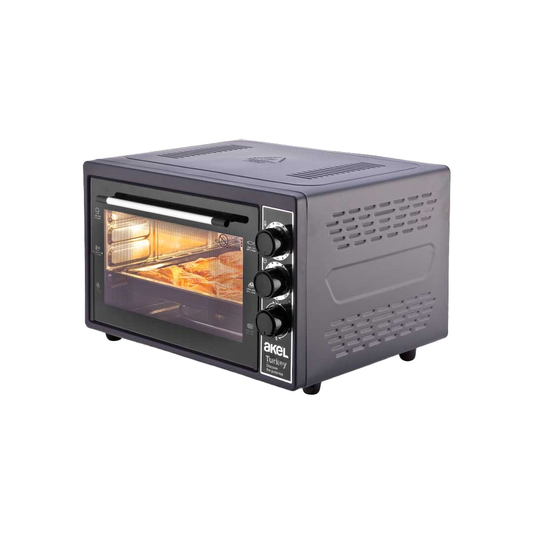 MIDI Backofen Quadratisch 38L Einstellbarer Thermostat 50–320°C - Timer 0-90 Min Klingel 3-Stufen Geschwindigkeit Emaille Tablett (5563)