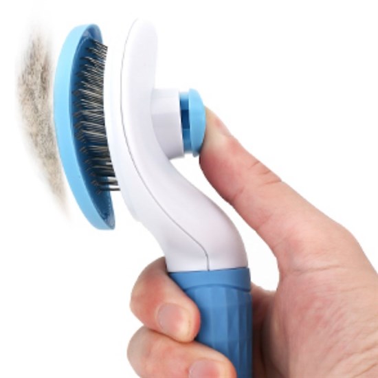Kedi Köpek Tüy Toplayıcı Kendini Temizleyebilen Ergonomik Saplı Evcil Hayvan Tarağı Mavi (5563) #3