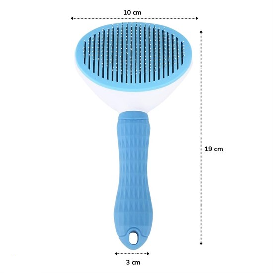 Kedi Köpek Tüy Toplayıcı Kendini Temizleyebilen Ergonomik Saplı Evcil Hayvan Tarağı Mavi (5563) #4