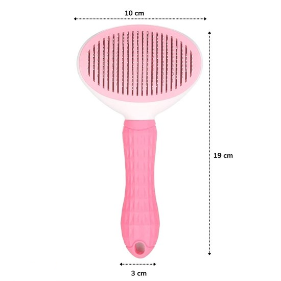 Kedi Köpek Tüy Toplayıcı Kendini Temizleyebilen Ergonomik Saplı Evcil Hayvan Tarağı Pembe (5563) #5