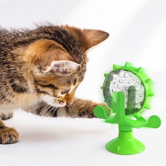 Vantuzlu Zilli İnteraktif Dönebilen Mama Kaplı Renkli Eğlenceli Eğitici Kedi Oyuncağı (5563) #2