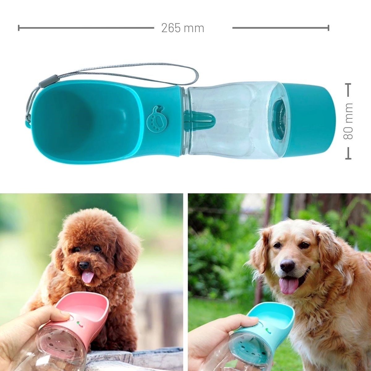Portable Pet Water Bottle & Food Container Travel Case 380ML (5563) #4