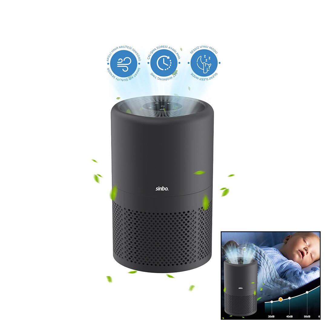 GRİ HAVA TEMİZLEME CİHAZI OTOMATİK FAN 3 KADEME FİLTRELEME L