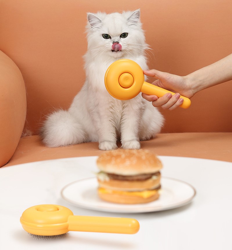 Hamburger-förmige selbstreinigende Haustierbürste (5563) #4