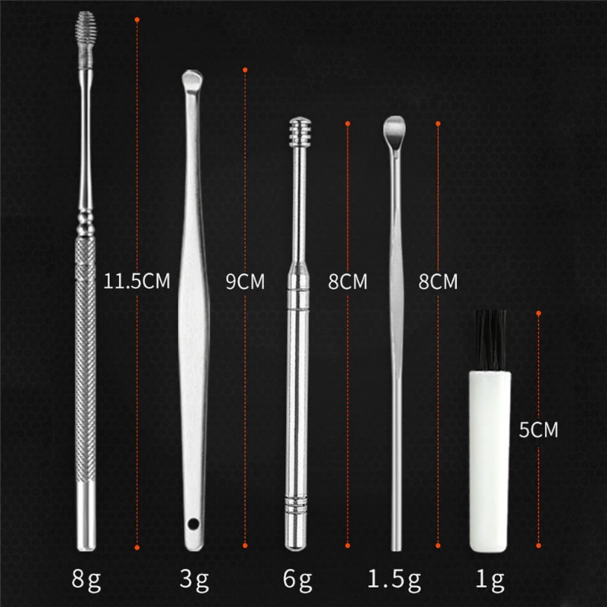 6 Parça Paslanmaz Çelik Kulak Balmumu Toplayıcı Çıkarıcı Temizleyici Bakımı Çubuk Seti (5563) #3