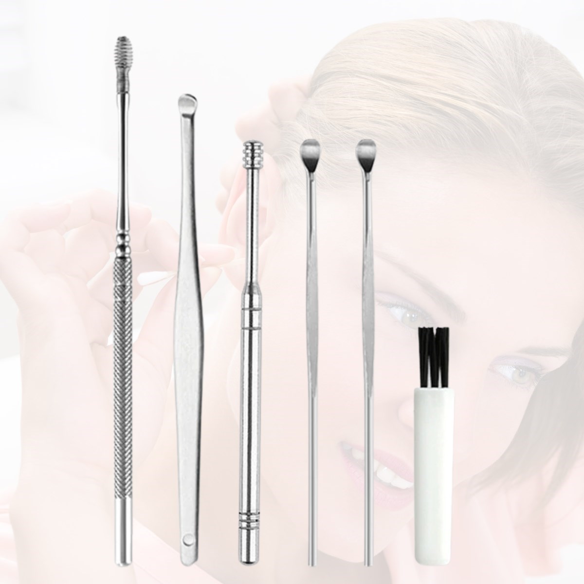 6 Parça Paslanmaz Çelik Kulak Balmumu Toplayıcı Çıkarıcı Temizleyici Bakımı Çubuk Seti (5563) #4