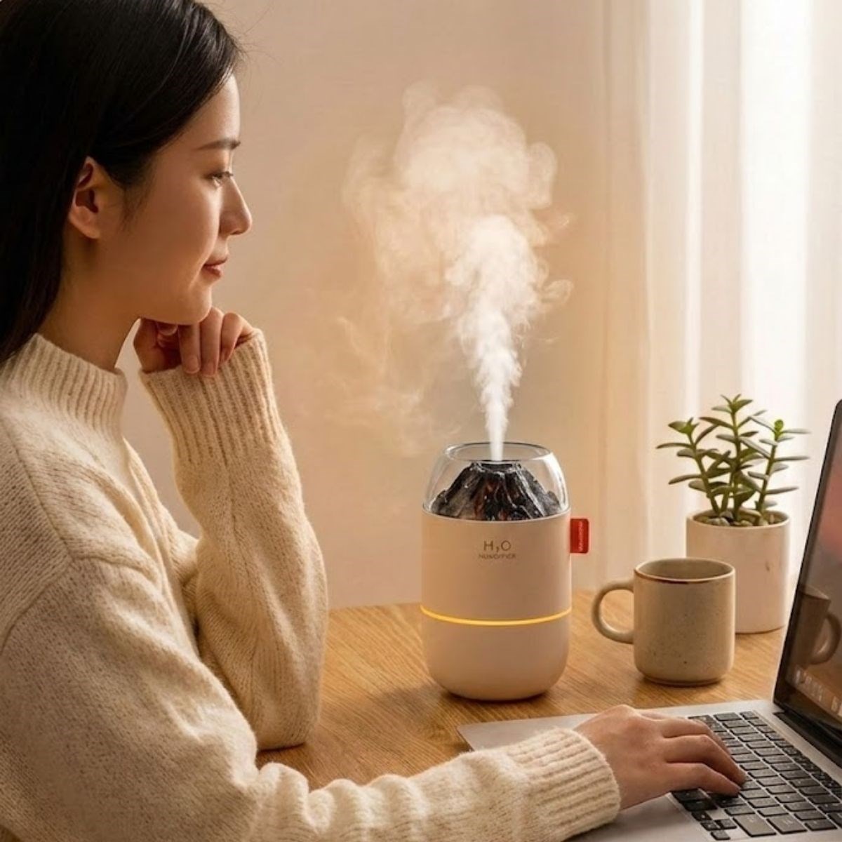 Ahşap Odun Ateşi Tasarımlı 280 Ml Ultrasonik Hava Nemlendirici &amp;amp; Aroma Difüzör – Soğuk Buhar Makinesi, Led Işıklı, Ortam Nemlendirici (5563) #2