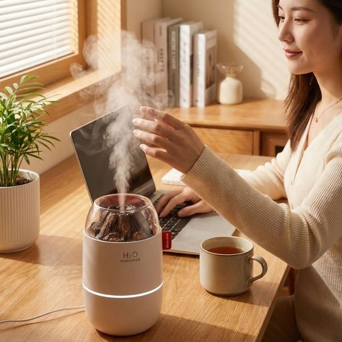 Ahşap Odun Ateşi Tasarımlı 280 Ml Ultrasonik Hava Nemlendirici &amp;amp; Aroma Difüzör – Soğuk Buhar Makinesi, Led Işıklı, Ortam Nemlendirici (5563) #5