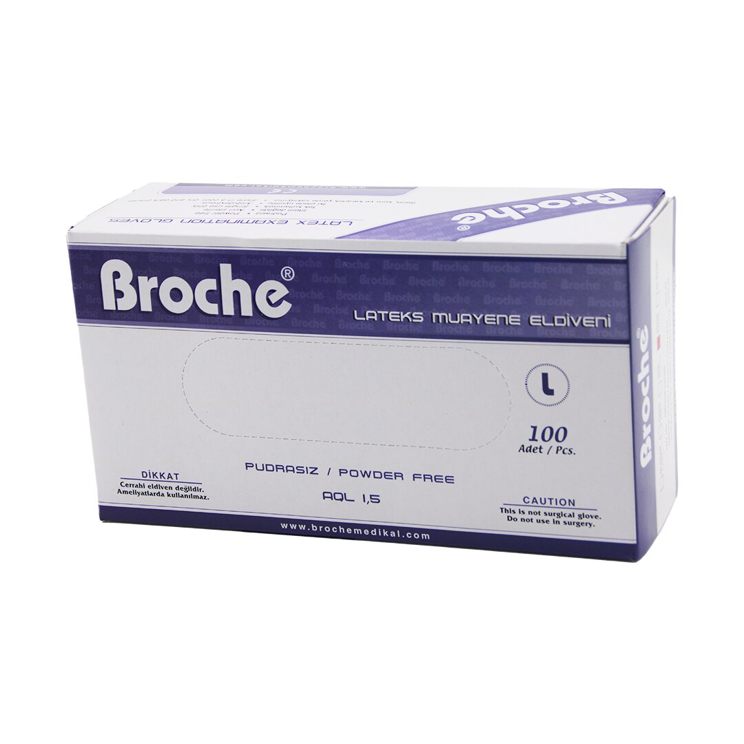 BROCHE  L  PUDRASIZ MUAYENE ELDİVENİ 100LÜ (5563)