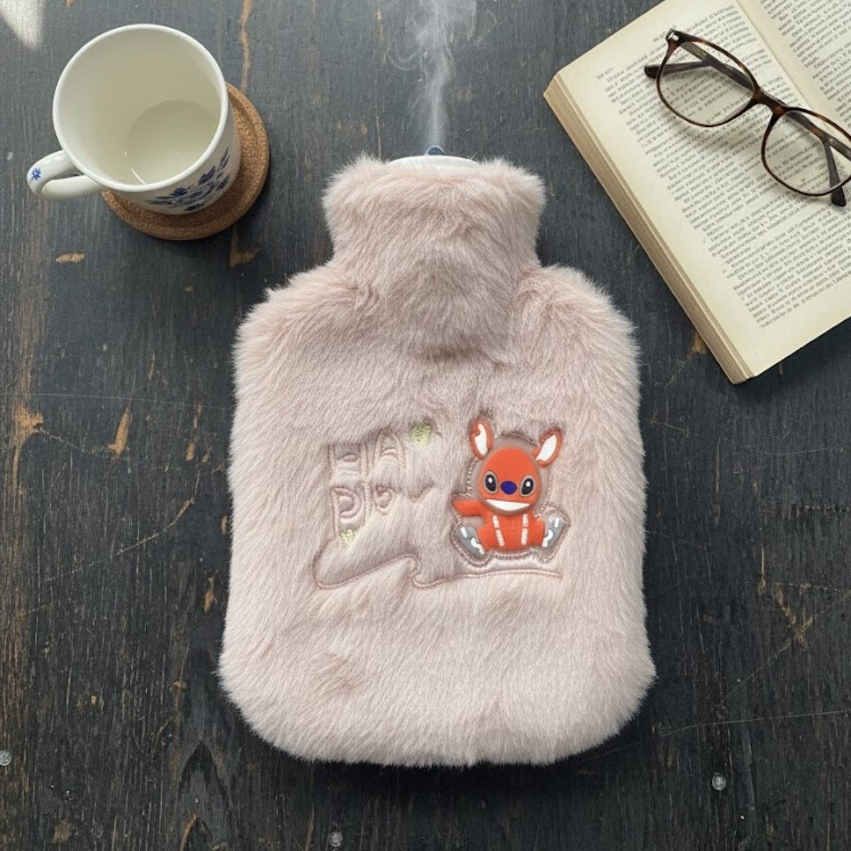 Mutlu Robot Hayvan Figürlü Pembe Peluş Sıcak Su Torbası 1 Lt