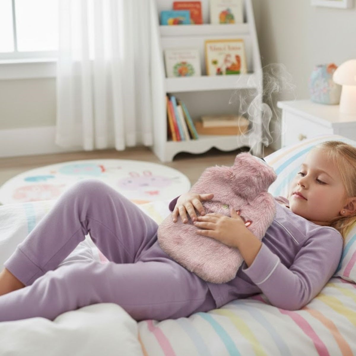 Süße rosa Plüsch-Wärmflasche 1 L mit frohem Roboter-Tiermotiv #2