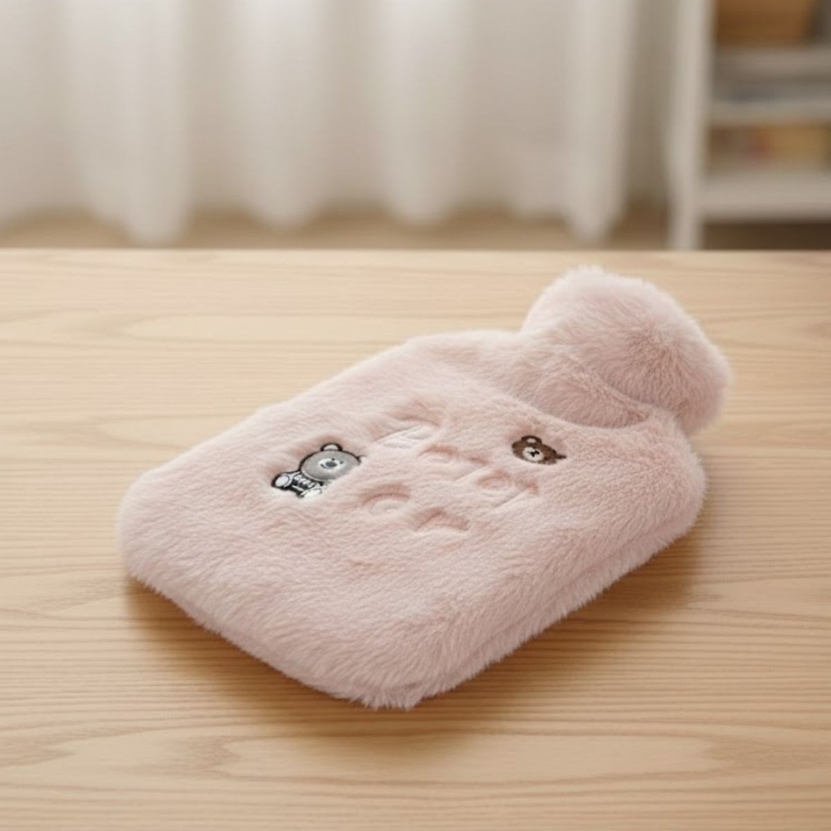 Işıklı Ayıcıklı Figürlü Pembe Peluş Sıcak Su Torbası 1 Lt –