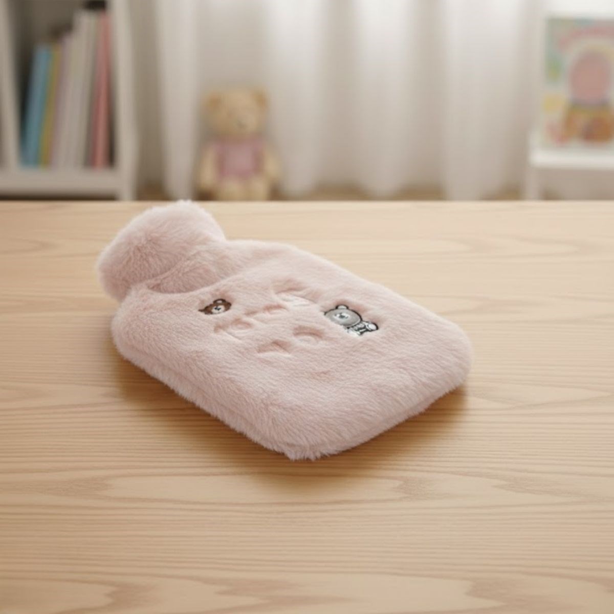 Işıklı Ayıcıklı Figürlü Pembe Peluş Sıcak Su Torbası 1 Lt – Yumuşak Kılıf, Uzun Süre Sıcak Tutan Termal Su Torbası (5563) #4