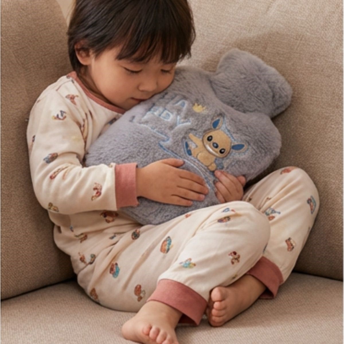 Glücklicher Roboter-Tier-Wärmflasche 1L Grau Plüsch – Weiche Hülle #5