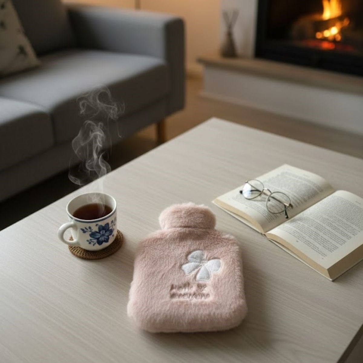 Hello Everyone Rosa Plüsch Wärmflasche 1 L – Weiches Etui, Langanhaltend Warm #5