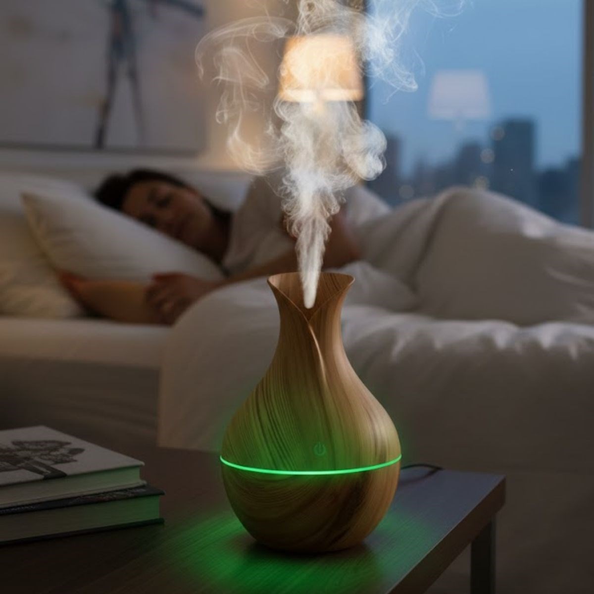 Damla Model Akasya Renk Hava Nemlendirici – Ultrasonik Soğuk Buhar Makinesi, LED Işıklı Masaüstü Oda Nemlendirici (5563) #2