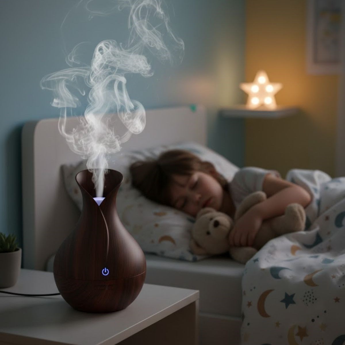 Damla Model Akasya Renk Hava Nemlendirici – Ultrasonik Soğuk Buhar Makinesi, LED Işıklı Masaüstü Oda Nemlendirici (5563) #3