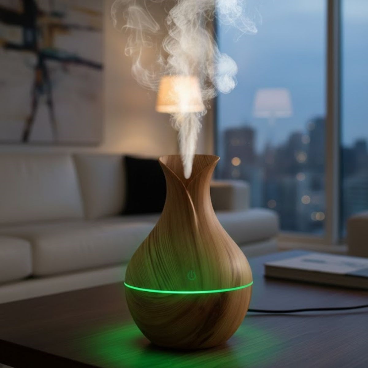 Damla Model Akasya Renk Hava Nemlendirici – Ultrasonik Soğuk Buhar Makinesi, LED Işıklı Masaüstü Oda Nemlendirici (5563) #4