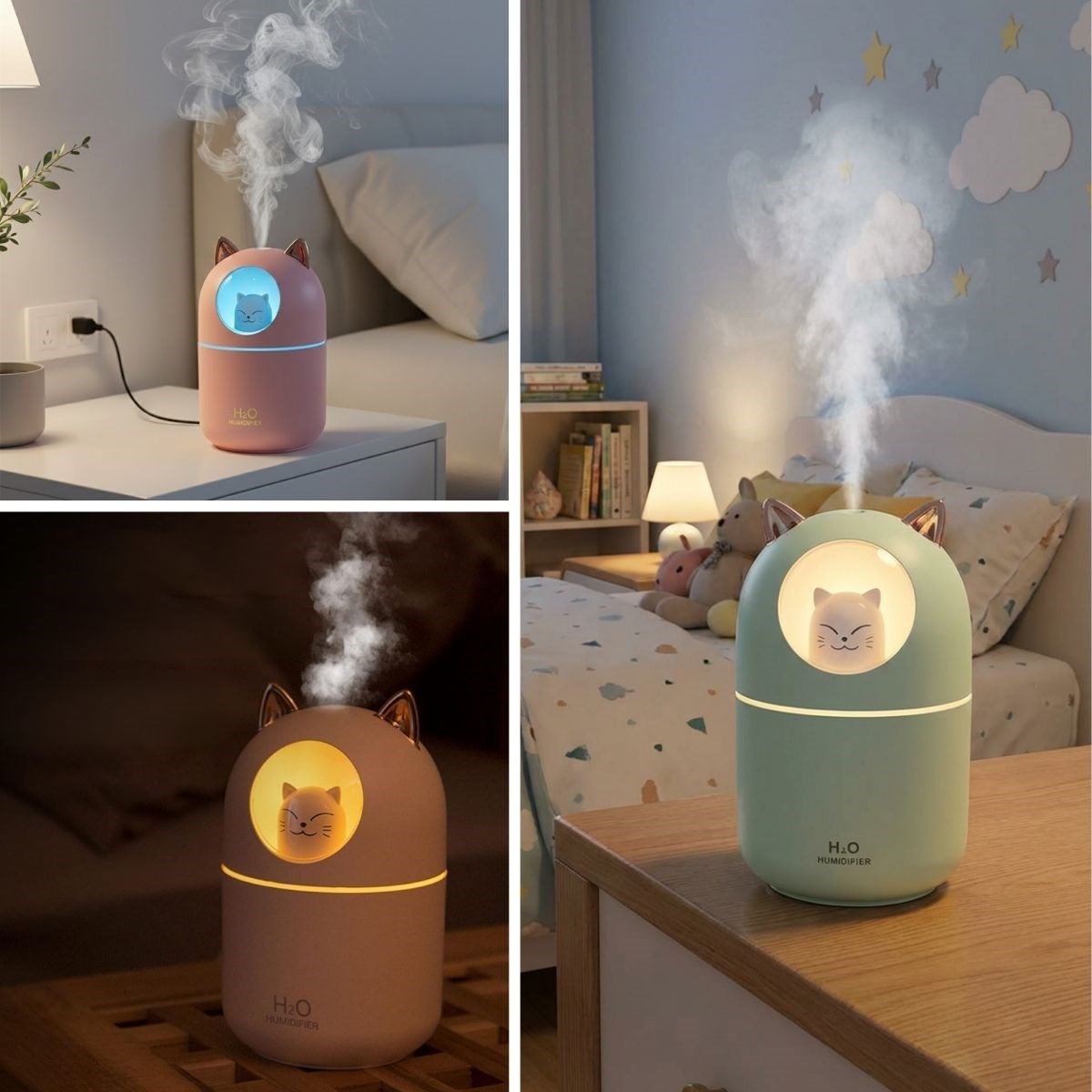 Kedicik Figürlü Hava Nemlendirici – Ultrasonik Soğuk Buhar M