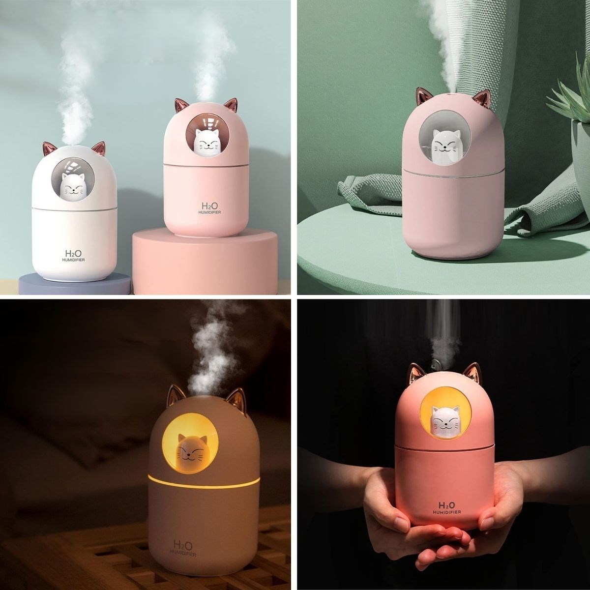 Kätzchen-Luftbefeuchter – Ultraschall-Kaltnebel, LED-beleuchteter Tisch-Raumbefeuchter (5563) #2