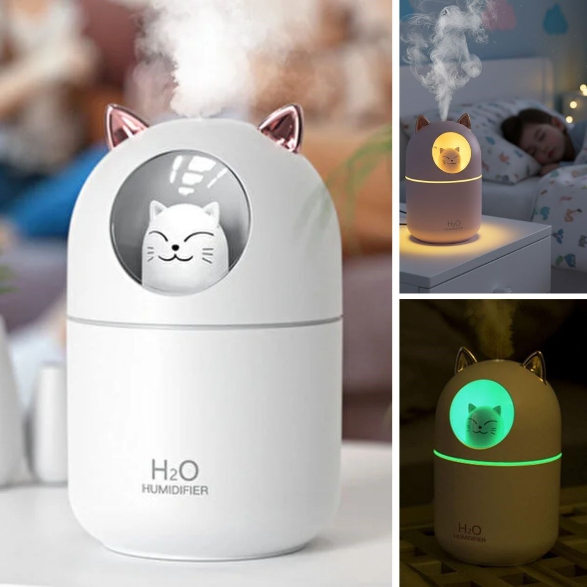 Kätzchen-Luftbefeuchter – Ultraschall-Kaltnebel, LED-beleuchteter Tisch-Raumbefeuchter (5563) #3