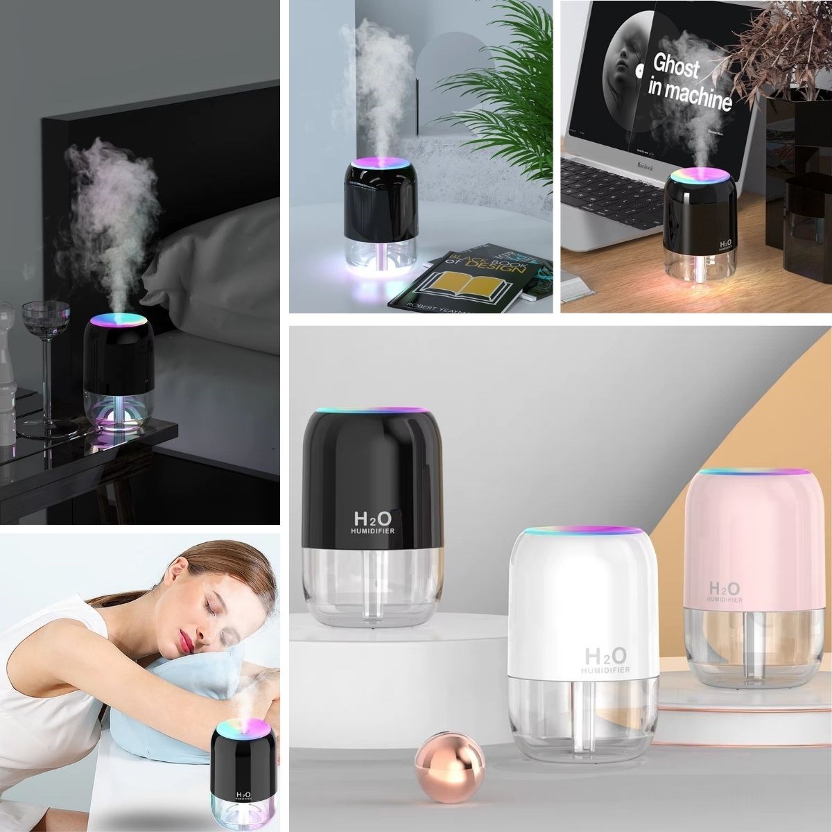 H2O Ultrasonic Cool Mist Humidifier with Clear Tank & LED Light (5563) #3