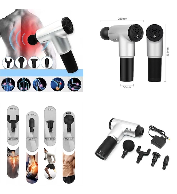 Sporcu Masaj Aleti 4 Başlıklı Şarjlı Titreşimli Yoğurmalı (5563) #3