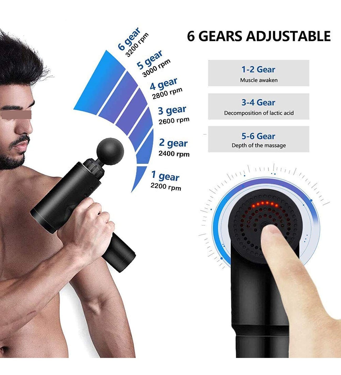 Sporcu Masaj Aleti 4 Başlıklı Şarjlı Titreşimli Yoğurmalı (5563) #5