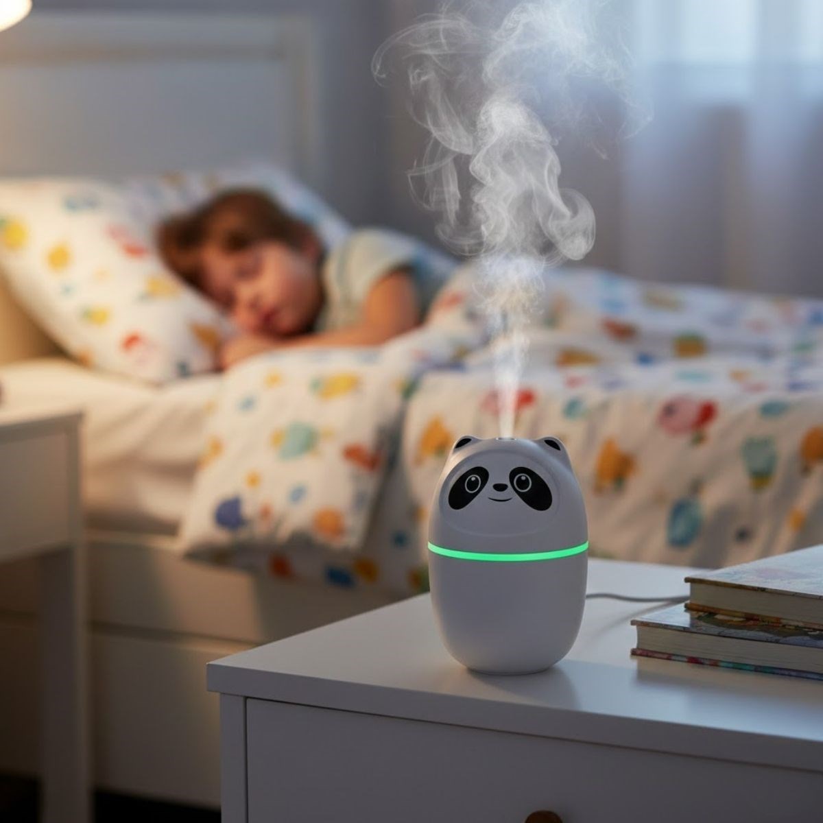 Sevimli Panda Figürlü Hava Nemlendirici – Ultrasonik Soğuk Buhar Makinesi, LED Işıklı Masaüstü Oda Nemlendirici (5563) #3