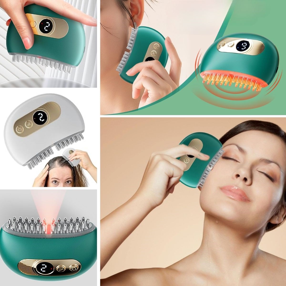 1 Adet Akıllı Elektrik Akımlı EMS Titreşimli Masaj Tarağı Ka