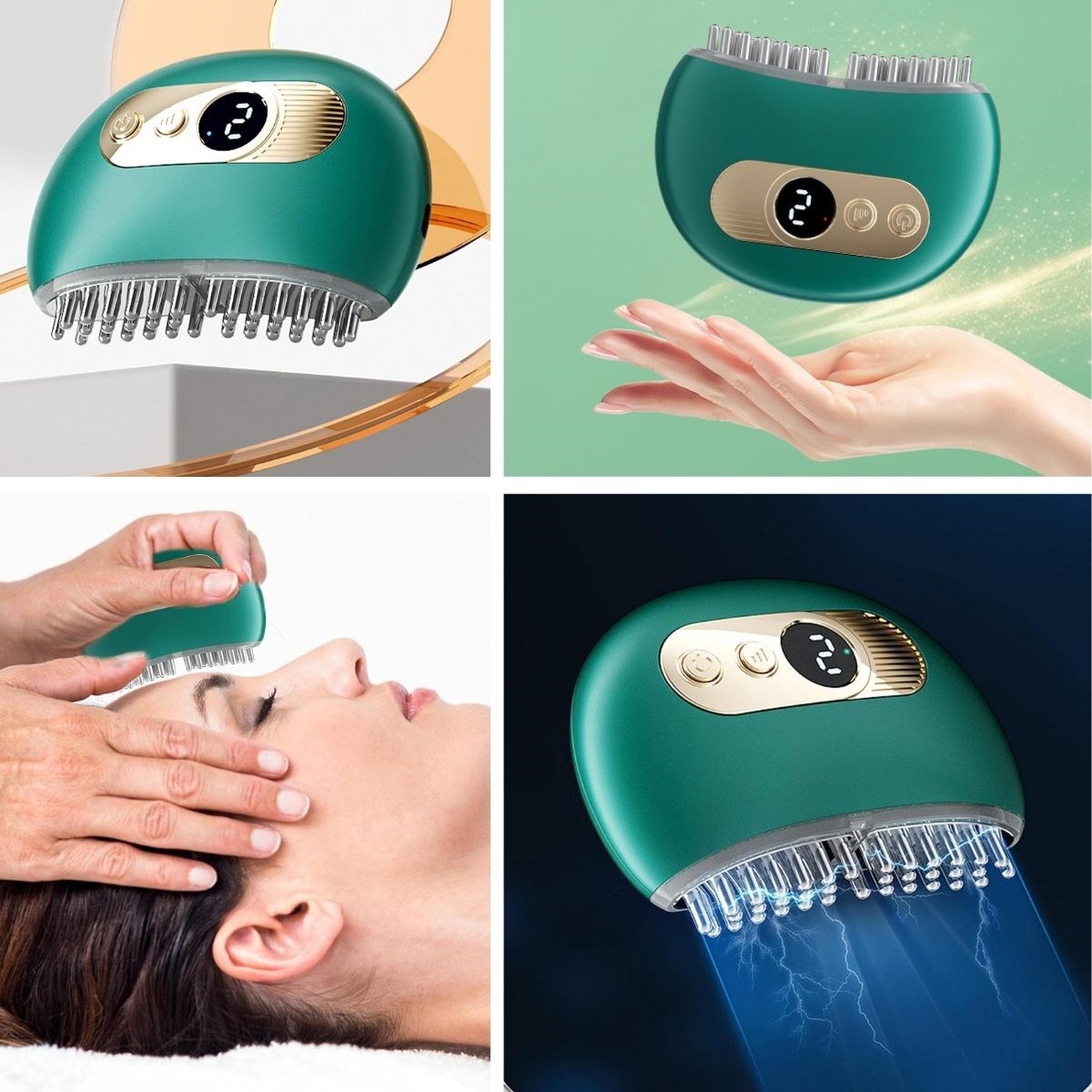 1 Adet Akıllı Elektrik Akımlı EMS Titreşimli Masaj Tarağı Kademeli Yüz Masaj Aleti Aparatı (5563) #5