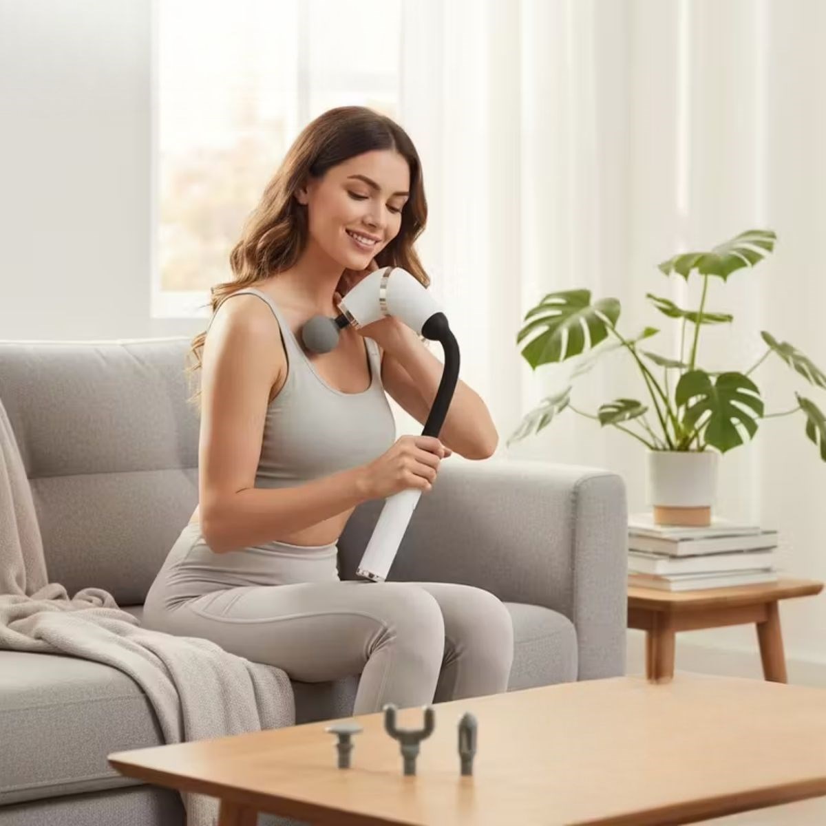 Deep Tissue Massage Gun with 4 Heads, Ergonomic Long Handle for Neck, Shoulder & Back #2