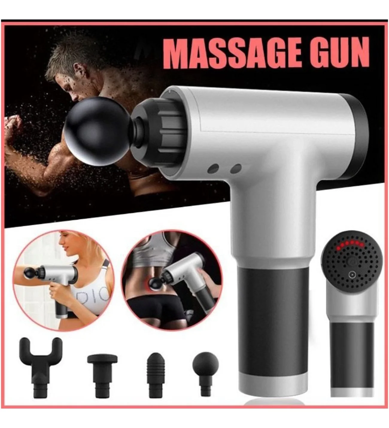 Fascial Gun RH-320 6 Kademe Hız Ayarlı, 4 Parça Başlıklı, Usb Şarjlı, Masaj Tabanca Aleti (5563) #5