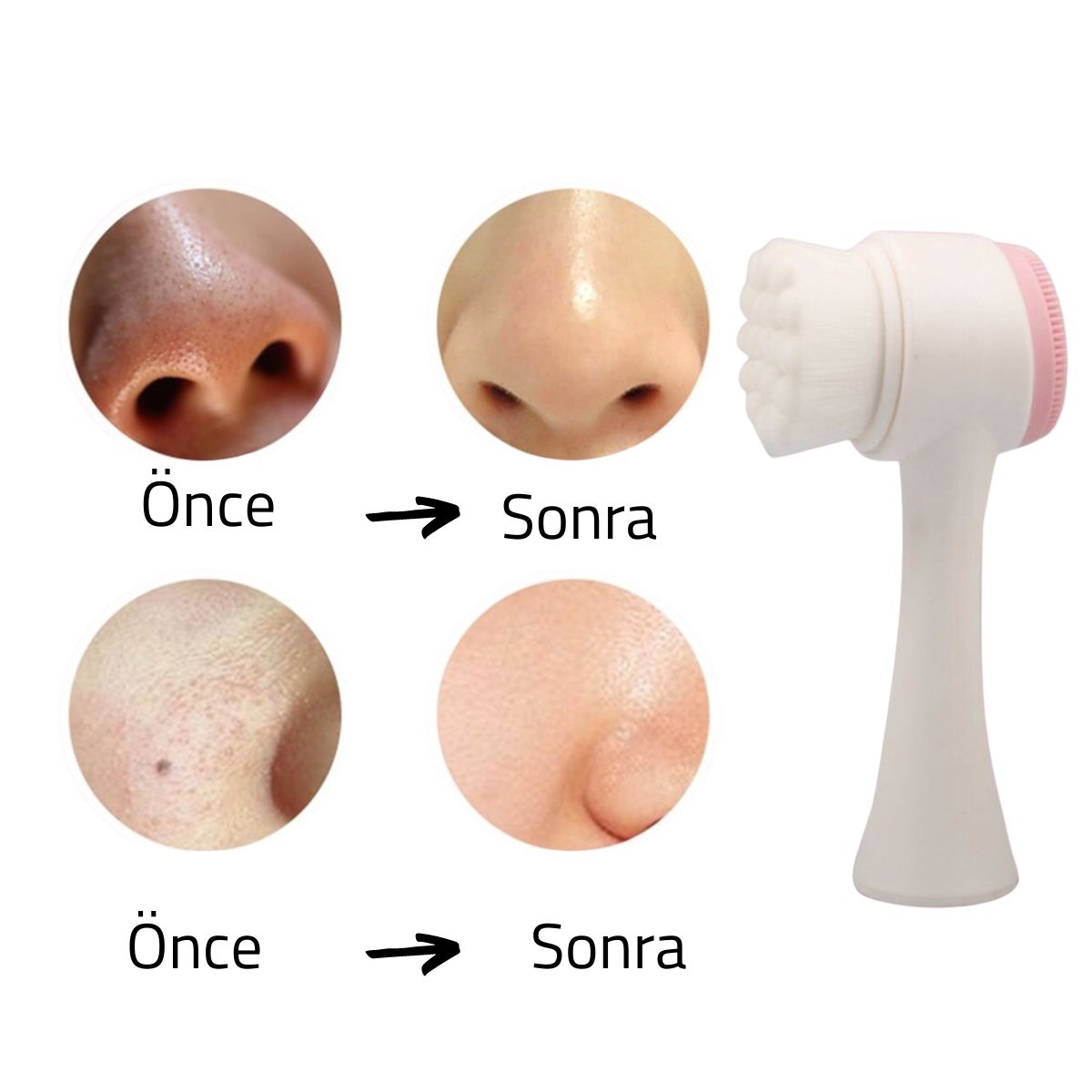 2'li Set Çift Taraflı Cilt Temizleme Fırçası ve Yeşim Taşı Çift Taraflı Cilt Masaj Aleti (5563) #5