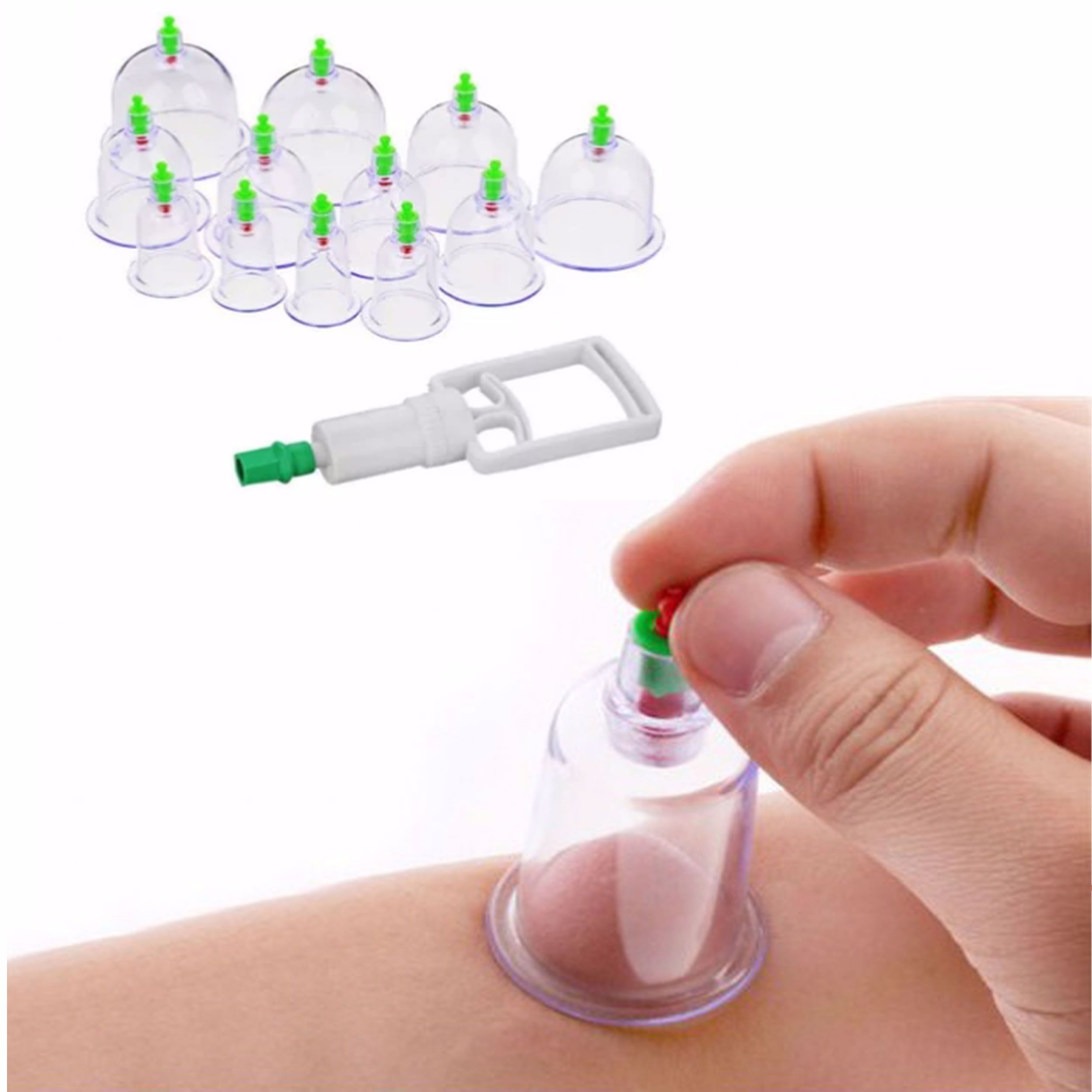 Hacamat Kupası 12’li Çekme Seti Vakumlu Masaj Aleti (5563)